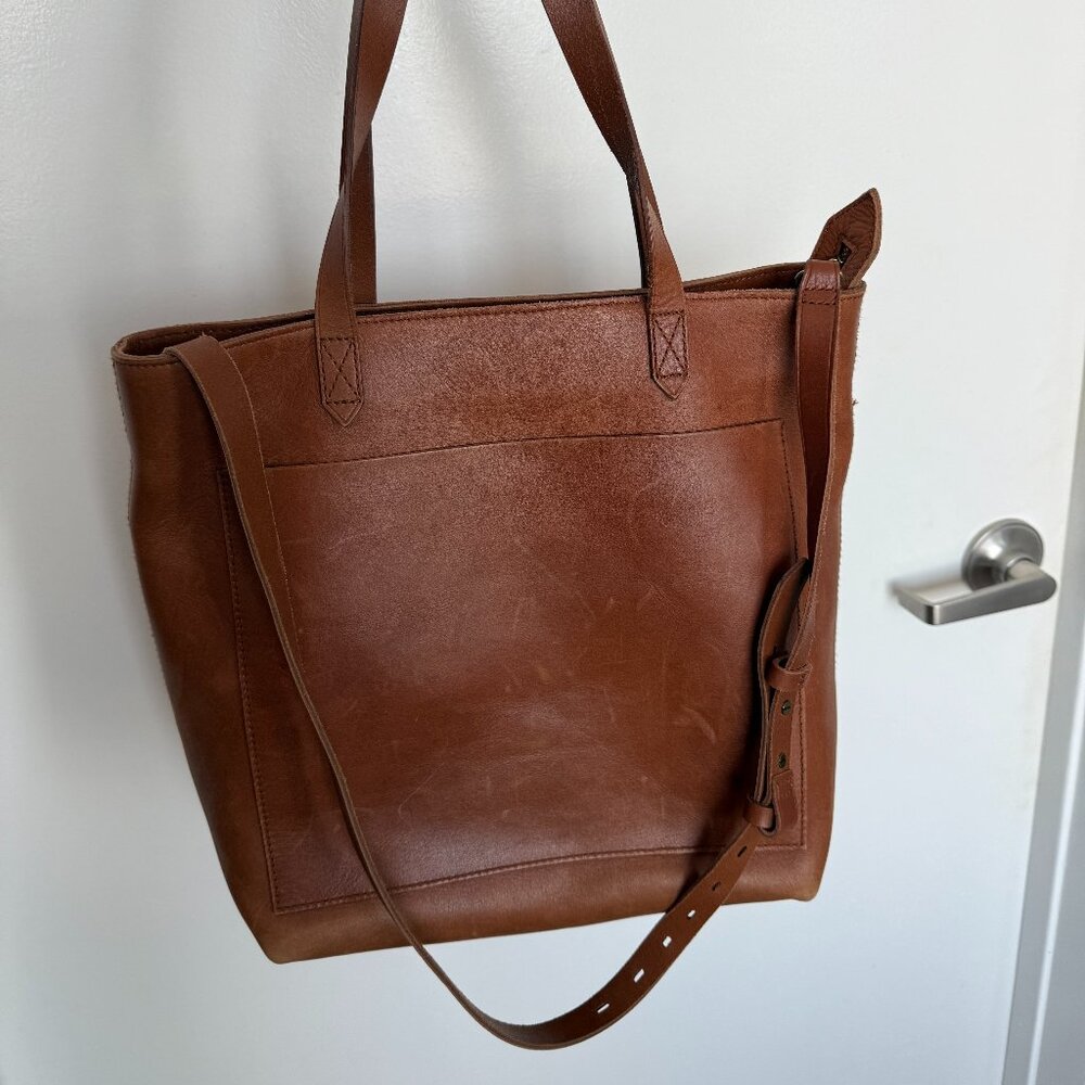 Madewell The Zip Top Medium Transport Tote, English Saddle Leather